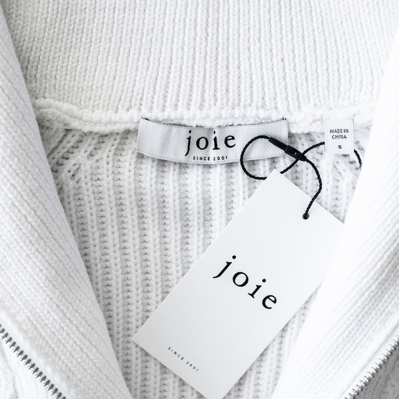 NWT Joie Hinnes Quarter Zip Sweater Pullover White Wool Women's $348 - Size S - Picture 10 of 12